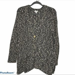 Pure Jill Sweater Cardigan Womens Button Long Sleeve Pockets Black Small